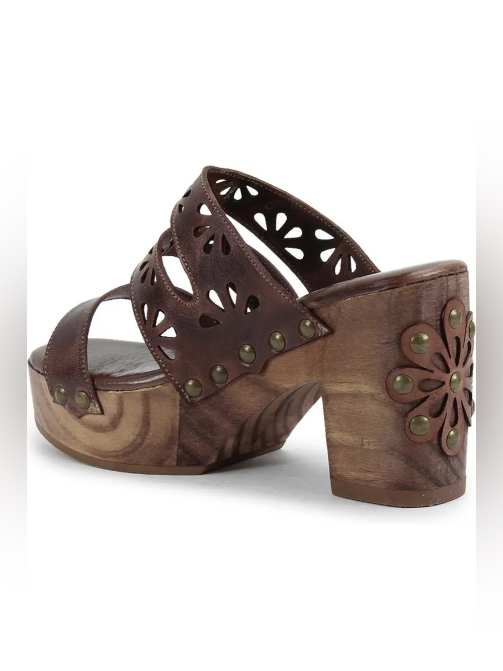 Bed Stu Kreep Studded Flower Platform Sandals Almond Brown NEW